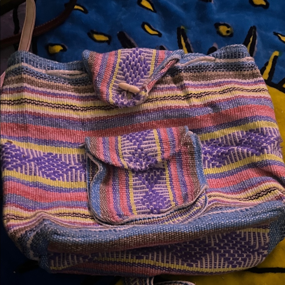 Striped Woven Backpack